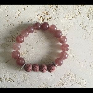 Handmade! Pink quartz and lava beads!